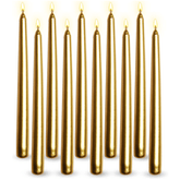 Pack of 10 Unscented Taper Candles-9.84 Inches Tall Thicker Candle Set-9 Hours Burning time (Golden)