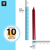 (Pack of 10) Unscented Straight Candles -10 Hours Burning Time (Red)