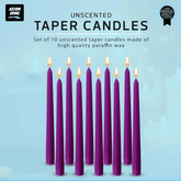 Pack of 10 Unscented Taper Candles-9.84 Inches Tall Thicker Candle Set-9 Hours Burning time (Purple)