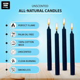 (Pack of 10) Unscented Straight Candles -10 Hours Burning Time (Midnight Blue)