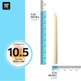 (Pack of 10) Unscented Straight Candles -10 Hours Burning Time (Ivory)