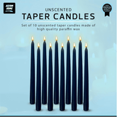Pack of 10 Unscented Taper Candles-9.84 Inches Tall Thicker Candle Set-9 Hours Burning time (Midnight Blue)