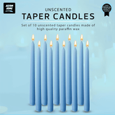 Pack of 10 Unscented Taper Candles-9.84 Inches Tall Thicker Candle Set-9 Hours Burning time (Baby Blue)