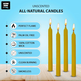 (Pack of 10) Unscented Straight Candles -10 Hours Burning Time (Yellow)