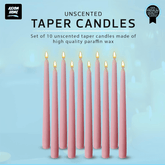 Pack of 10 Unscented Taper Candles-9.84 Inches Tall Thicker Candle Set-9 Hours Burning time (Baby Pink)