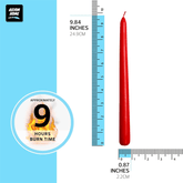 Pack of 10 Unscented Taper Candles-9.84 Inches Tall Thicker Candle Set-9 Hours Burning time (Red)