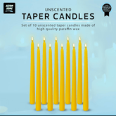 Pack of 10 Unscented Taper Candles-9.84 Inches Tall Thicker Candle Set-9 Hours Burning time (Yellow)