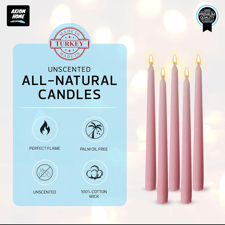Pack of 10 Unscented Taper Candles-9.84 Inches Tall Thicker Candle Set-9 Hours Burning time (Baby Pink)