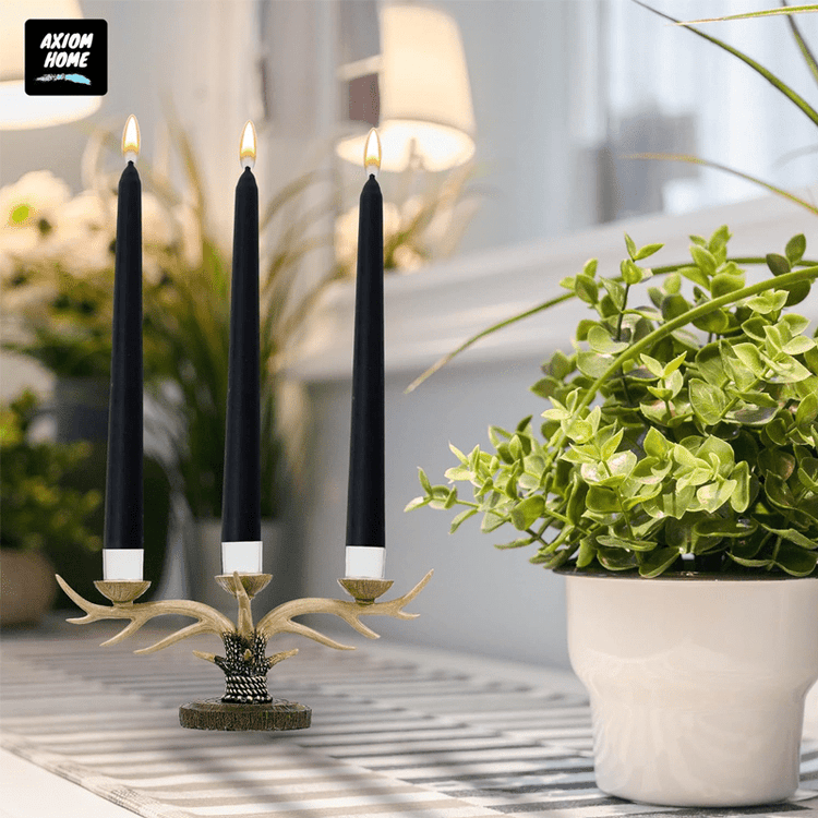 Pack of 10 Unscented Taper Candles-9.84 Inches Tall Thicker Candle Set-9 Hours Burning time (Black)