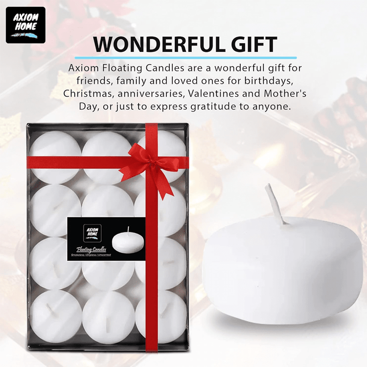 Unscented Pack of 24 Floating Candles, 4 Hours Burning Time - ( White )