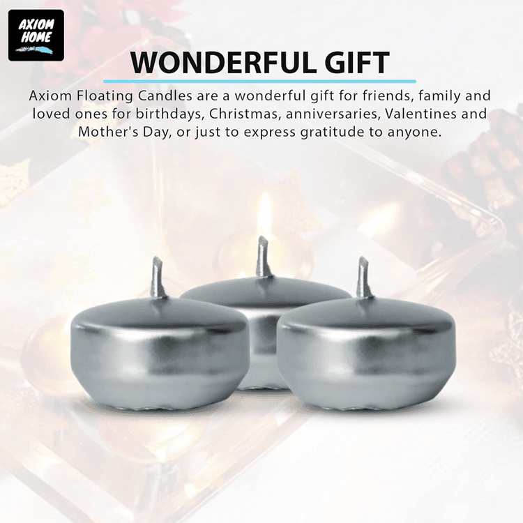 Unscented Pack of 24 Floating Candles, 4 Hours Burning Time - ( Metallic Silver )