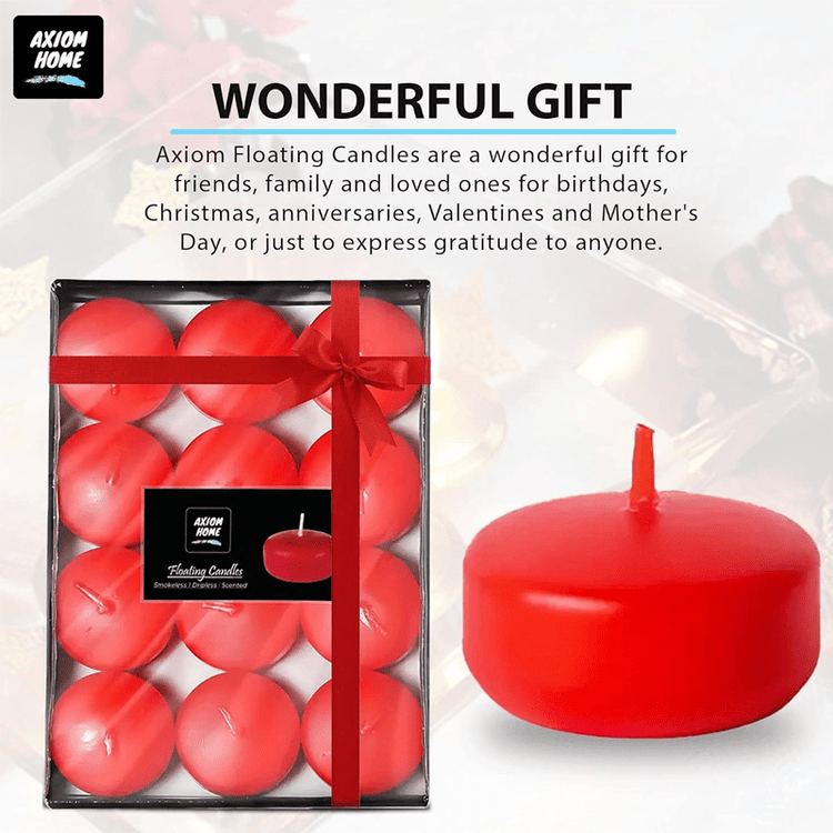 Unscented Pack of 24 Floating Candles, 4 Hours Burning Time - ( Red )