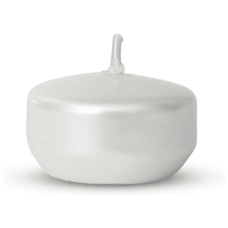 Unscented Pack of 24 Floating Candles, 4 Hours Burning Time - ( Metallic Pearl White )