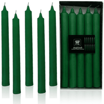 (Pack of 10) Unscented Straight Candles -10 Hours Burning Time (Dark Green)