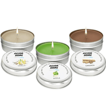 Pack of 3 Scented Tin Candles - 15 Hours Long Lasting Combo (Apple, Cinnamon, Vanilla)