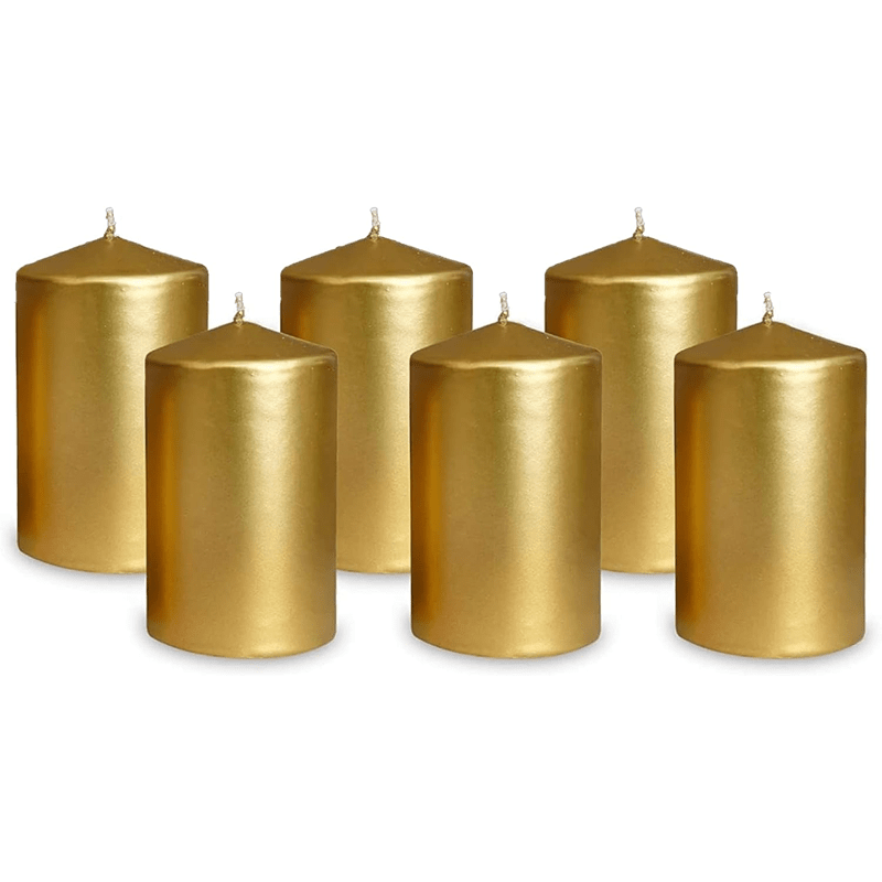 Small Pillar Candle in Gold with Metallic Glitter 10cm Decorative Small Pillar Candle in Gold with Metallic Glitter 10cm Decorative