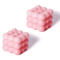 Chic Home Decor: Square Bubble Candle for Ambiance (Pink_Rose Scent)