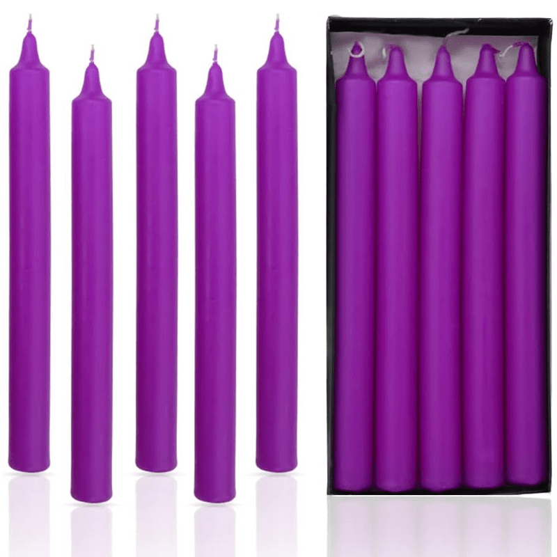 (Pack of 10) Unscented Straight Candles -10 Hours Burning Time (Purple)