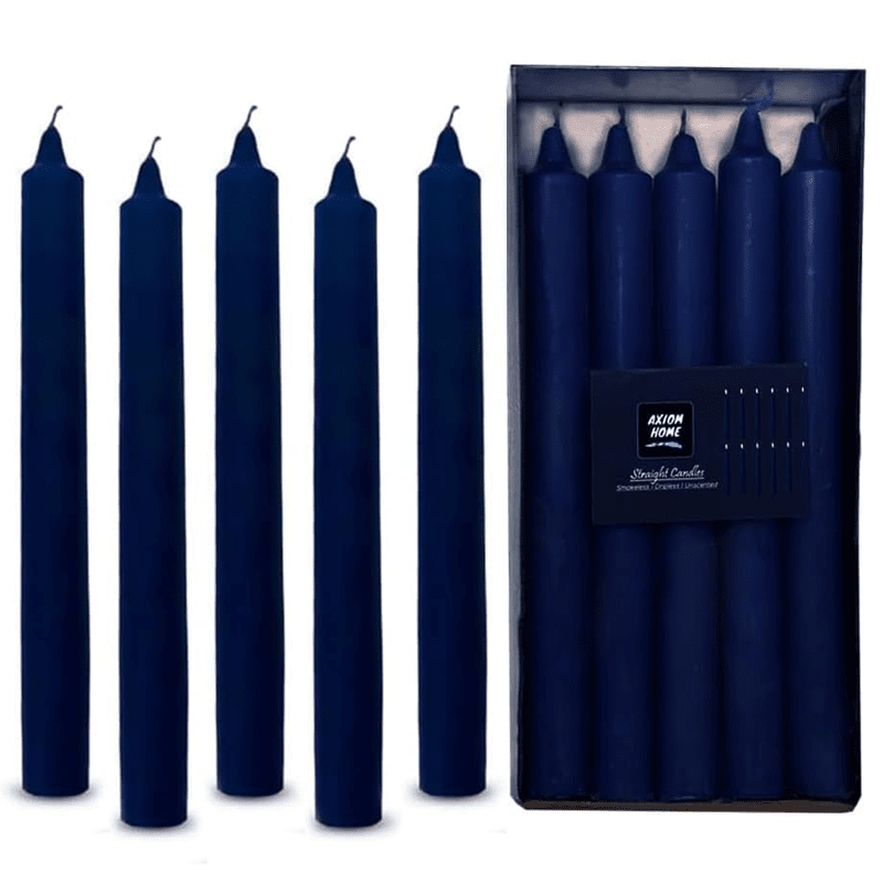 (Pack of 10) Unscented Straight Candles -10 Hours Burning Time (Midnight Blue)