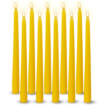 Pack of 10 Unscented Taper Candles-9.84 Inches Tall Thicker Candle Set-9 Hours Burning time (Yellow)