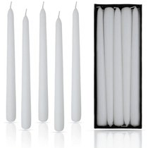 Pack of 10 Unscented Taper Candles-9.84 Inches Tall Thicker Candle Set-9 Hours Burning time (White)