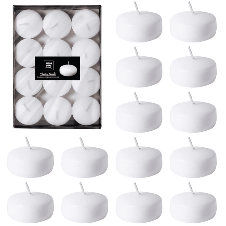 Unscented Pack of 24 Floating Candles, 4 Hours Burning Time - ( White )