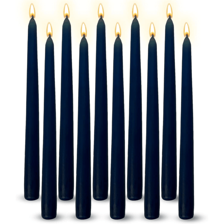 Pack of 10 Unscented Taper Candles-9.84 Inches Tall Thicker Candle Set-9 Hours Burning time (Midnight Blue)