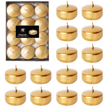 Unscented Pack of 24 Floating Candles, 4 Hours Burning Time - ( Metallic Golden )