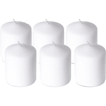 (Pack of 6) Long lasting Pillar Candles 65 Hours - FREE SHIPPING - Axiom (White-3.15 x 3.94 Inches)