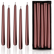 Pack of 10 Unscented Taper Candles-9.84 Inches Tall Thicker Candle Set-9 Hours Burning time (Metallic Copper)