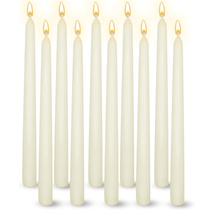 Pack of 10 Unscented Taper Candles-9.84 Inches Tall Thicker Candle Set-9 Hours Burning time (Ivory)