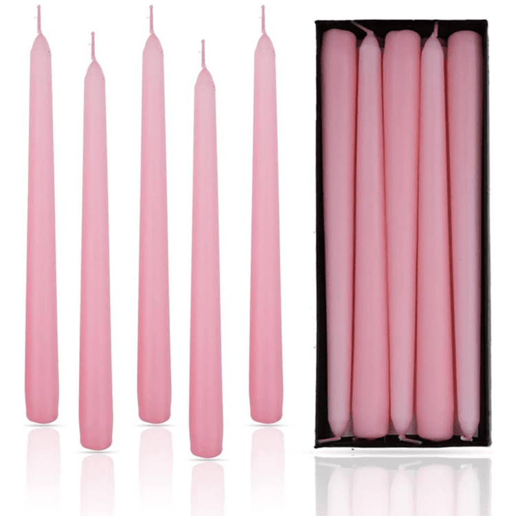 Pack of 10 Unscented Taper Candles-9.84 Inches Tall Thicker Candle Set-9 Hours Burning time (Baby Pink)