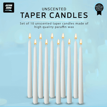 Pack of 10 Unscented Taper Candles-9.84 Inches Tall Thicker Candle Set-9 Hours Burning time (White)