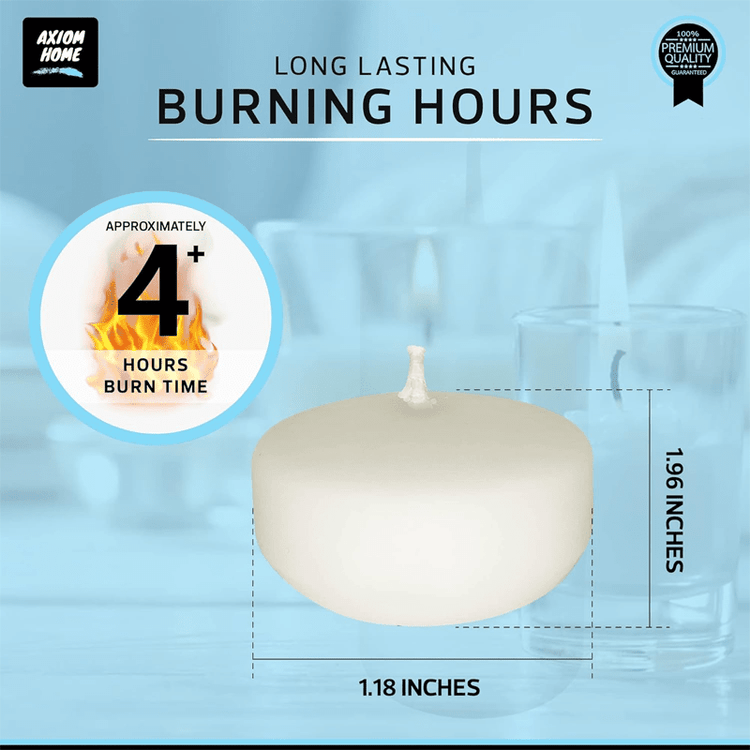 Unscented Pack of 24 Floating Candles, 4 Hours Burning Time - ( Ivory )