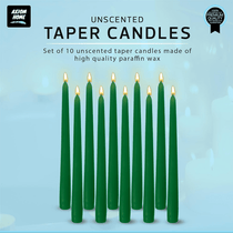 Pack of 10 Unscented Taper Candles-9.84 Inches Tall Thicker Candle Set-9 Hours Burning time (Green)