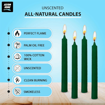 (Pack of 10) Unscented Straight Candles -10 Hours Burning Time (Dark Green)