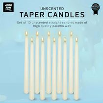 Pack of 10 Unscented Taper Candles-9.84 Inches Tall Thicker Candle Set-9 Hours Burning time (Ivory)