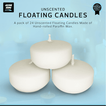 Unscented Pack of 24 Floating Candles, 4 Hours Burning Time - ( Ivory )