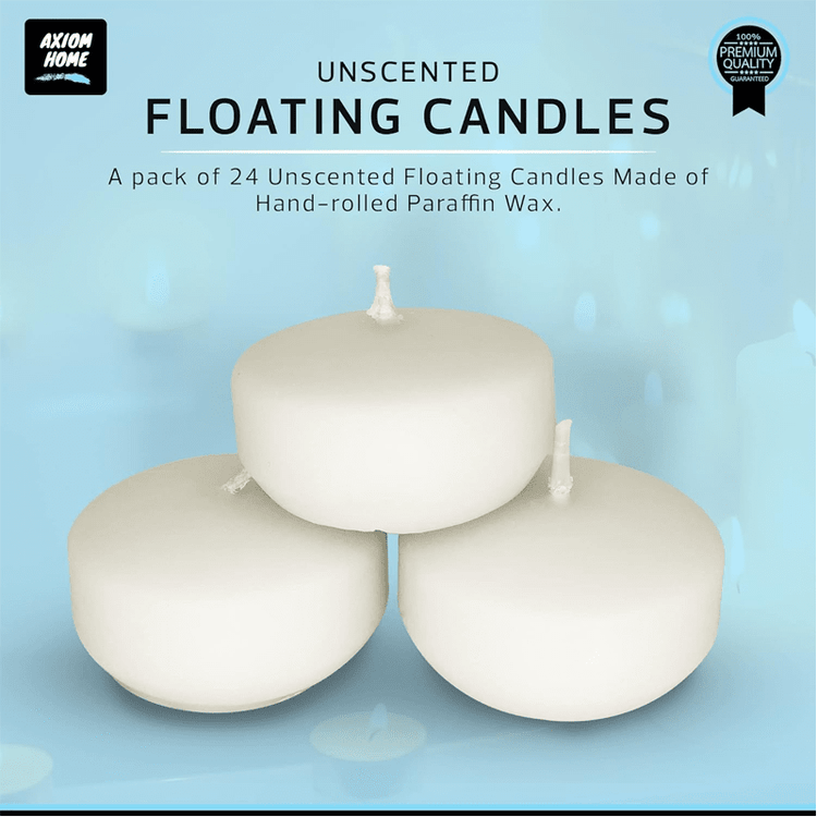 Unscented Pack of 24 Floating Candles, 4 Hours Burning Time - ( Ivory )
