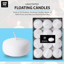 Unscented Pack of 24 Floating Candles, 4 Hours Burning Time - ( White )