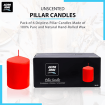 (Pack of 6) Long lasting Pillar Candles 65 Hours - FREE SHIPPING - Axiom (Red-3.15 x 3.94 Inches)