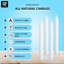 (Pack of 10) Unscented Straight Candles -10 Hours Burning Time (White)