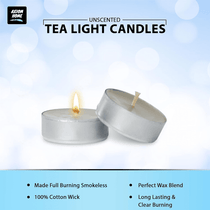 Tealight Candles - Smokeless Small Tea Candles with 4 Hours Extended Burn Time (Unscented)