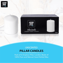 (Pack of 6) Long lasting Pillar Candles 65 Hours - FREE SHIPPING - Axiom (White-3.15 x 3.94 Inches)