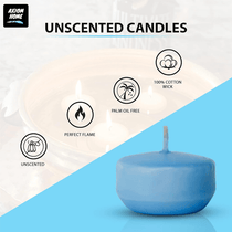 Unscented Pack of 24 Floating Candles, 4 Hours Burning Time - ( Baby Blue )