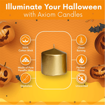 (Pack of 6) Long lasting Pillar Candles 51 Hours - FREE SHIPPING - Axiom (Golden-3.15 x 3.15 Inches)