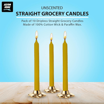 (Pack of 10) Unscented Straight Candles -10 Hours Burning Time (Yellow)