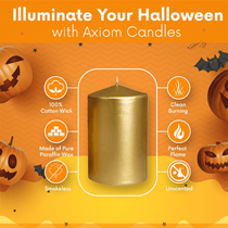 (Pack of 6) Long lasting Pillar Candles 89 Hours - FREE SHIPPING - Axiom (Golden-3.15 x 5.50 Inches)