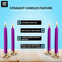 (Pack of 10) Unscented Straight Candles -10 Hours Burning Time (Purple)
