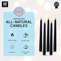 Pack of 10 Unscented Taper Candles-9.84 Inches Tall Thicker Candle Set-9 Hours Burning time (Black)